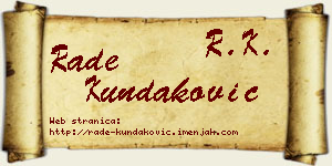 Rade Kundaković vizit kartica